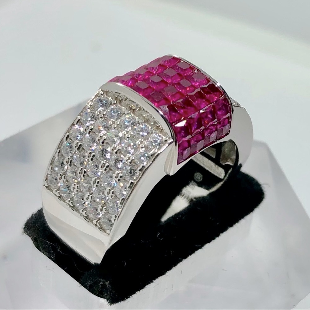 Ruby CZ & White CZ 925 Ring